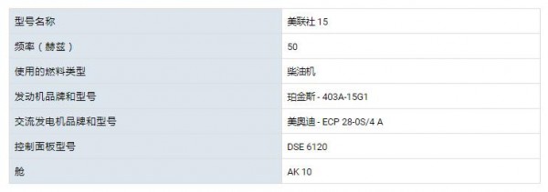 aksa 柴油發電機 美聯社15系列 